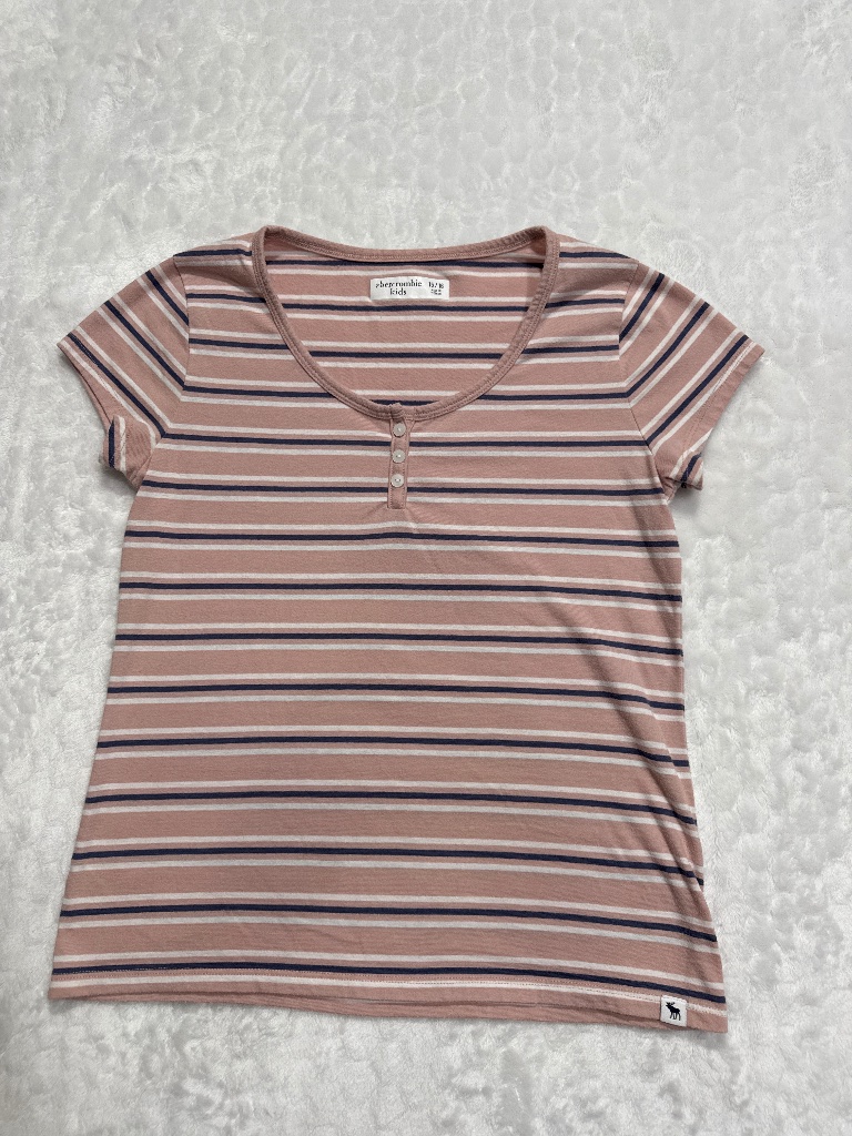 Abercrombie Kids Top Pink Blue Stripes Girls Size 15-16